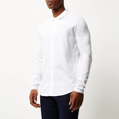 White cotton long sleeve shirt